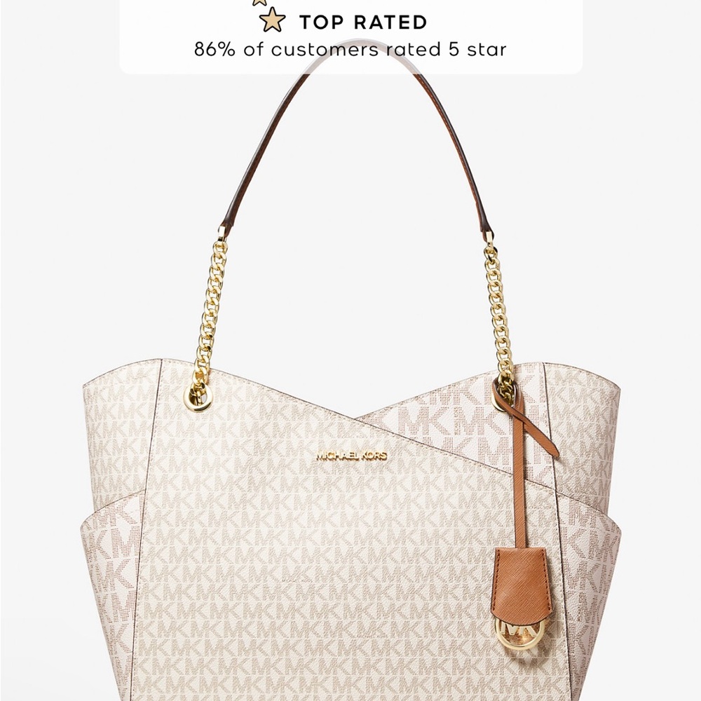 Michael Kors off white Tote Bag with Gold Hardware NWOT - Picture 2 of 14